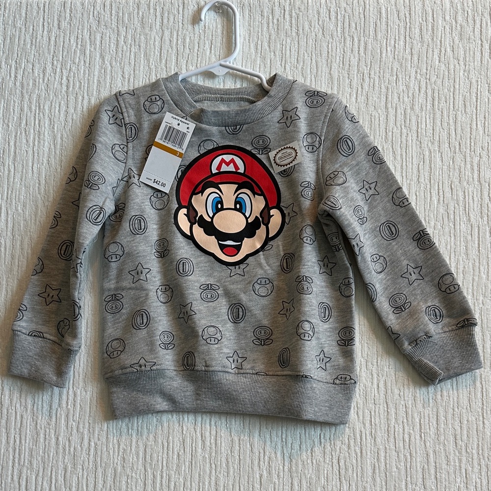 Gray Mario Little Kids Sweatshirt NWT